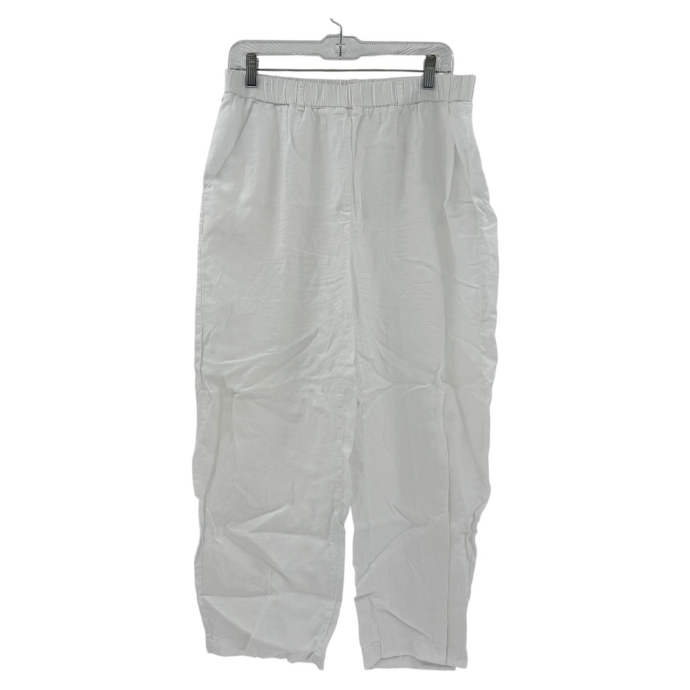 Quince‎ White 100% European Linen Elastic Waist Relaxed Pants Womens Large